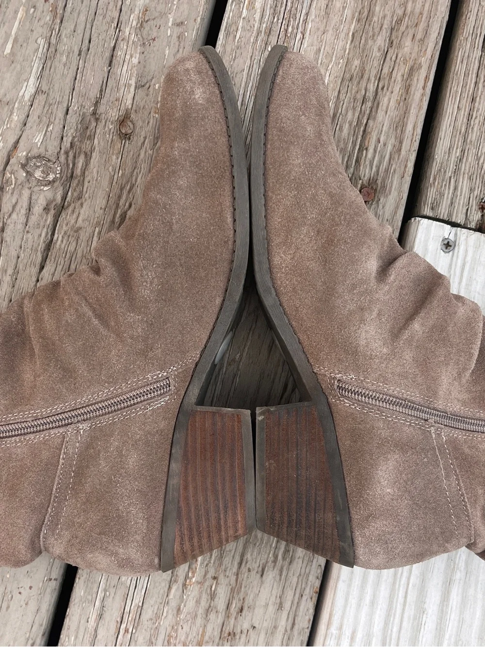 Me Too Zaria Suede Leather Ankle Booties Brown Ruched Size 10